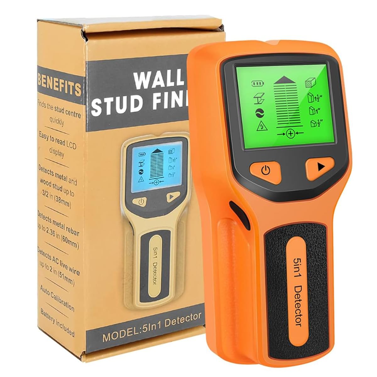 Serplex Stud Finder Wall Scanner with 5 Detection Modes, High Precision, Auto Calibration, LCD Display, Ideal for Detecting Wood, Metal, AC Wires for Home Renovation and DIY Projects Serplex Stud Finder Wall Scanner with 5 Detection Modes, High Precision, Auto Calibration, LCD Display, Ideal for Detecting Wood, Metal, AC Wires for Home Renovation and DIY Projects